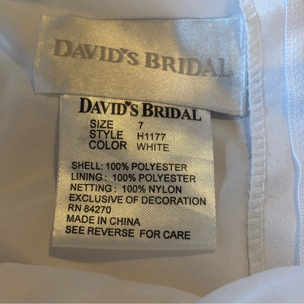 Davids Bridal Flower Girl Size 7 Lace shoulder straps White Dress Gown Fairy - Picture 6 of 11